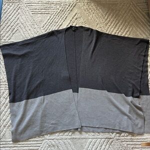St. John Two-Tone Open Front Cardigan poncho - Dark Charcoal & Light Gray
